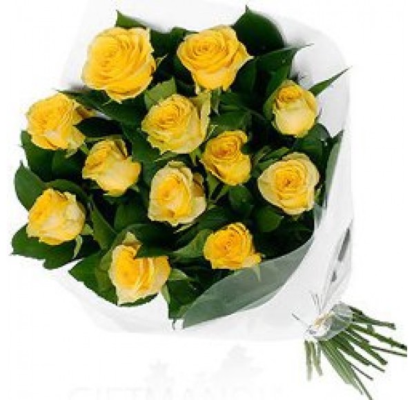 Vibrant Ready for Romance 10 Yellow Roses Bunch